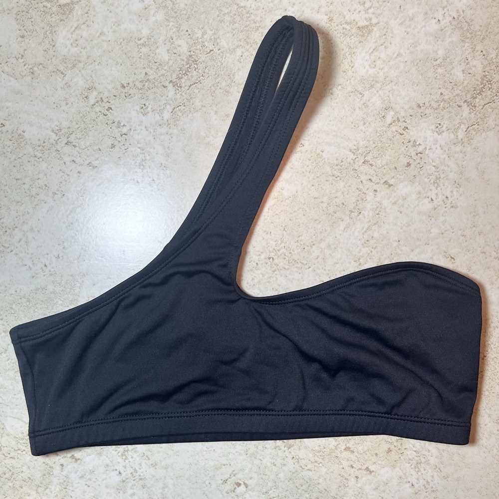YoungLA Women Black Sports Bra Size Small One‎ Shoulder Cross Chest Strap EUC